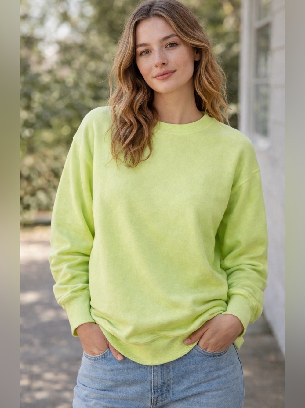 aerie Neon Yellow Pullover Sweatshirt - Picture 1 of 4